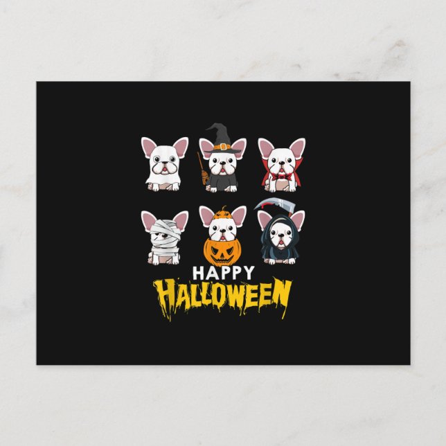 Cartão Postal De Festividades Feliz Halloween Cachorros Engraçados Fantasia Bull (Frente)