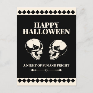 Cartão Postal De Festividades Feliz Halloween Caveiras Rindo Diversão