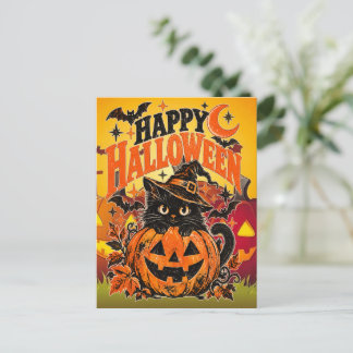 Cartão Postal De Festividades Feliz Halloween e BOO