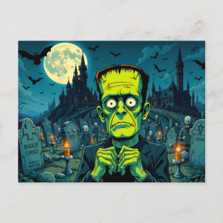 Cartão Postal De Festividades Feliz Halloween Frankenstein
