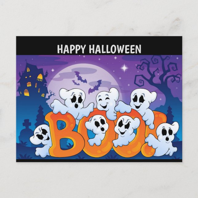 Cartão Postal De Festividades Feliz Halloween Ghost (Frente)