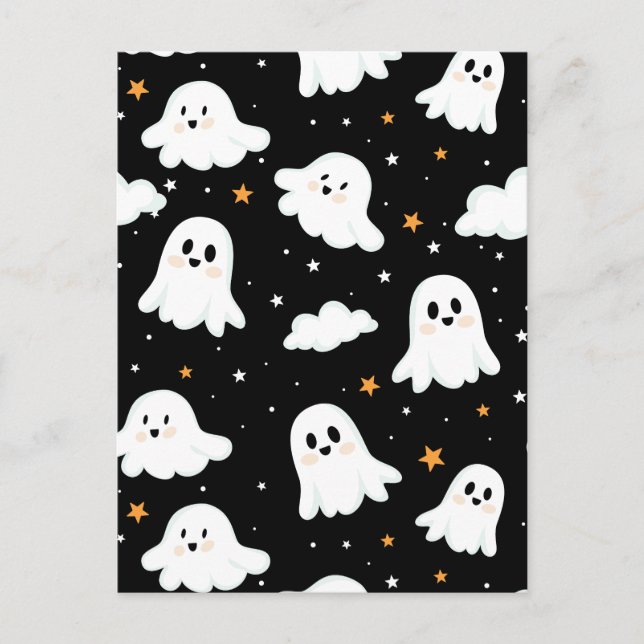 Cartão Postal De Festividades Feliz Halloween Ghost Cloudy Star Sky (Frente)