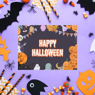 Cartão Postal De Festividades Feliz Halloween, Personagens de desenho animados R