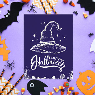 Cartão Postal De Festividades Feliz Halloween Witold Hat e Graveyard