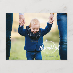 Cartão Postal De Festividades Feliz Hanukkah Bolhas de Neve Coroa de Fotos Cartõ