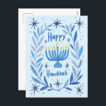 Cartão Postal De Festividades Feliz Hanukkah Botânica Menorah Watercolor<br><div class="desc">Querido desenho para desejar a alguém feliz hanukkah! Clique em "editar usando a ferramenta design" para adicionar seu próprio texto. Também disponível como cartão de saudação ou download digital para enviar instantaneamente por email ou mensagem de texto. Verifique meu compro para mais ou me avise se você quer algo personalizado!...</div>