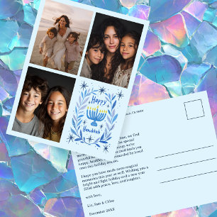 Cartão Postal De Festividades FELIZ HANUKKAH - Carta de FOTO PERSONALIZADA 3 des