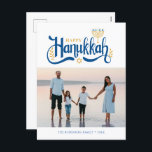 Cartão Postal De Festividades "Feliz Hanukkah" Dourado Menorah<br><div class="desc">"Feliz Hanukkah" Dourado Menorah design.</div>