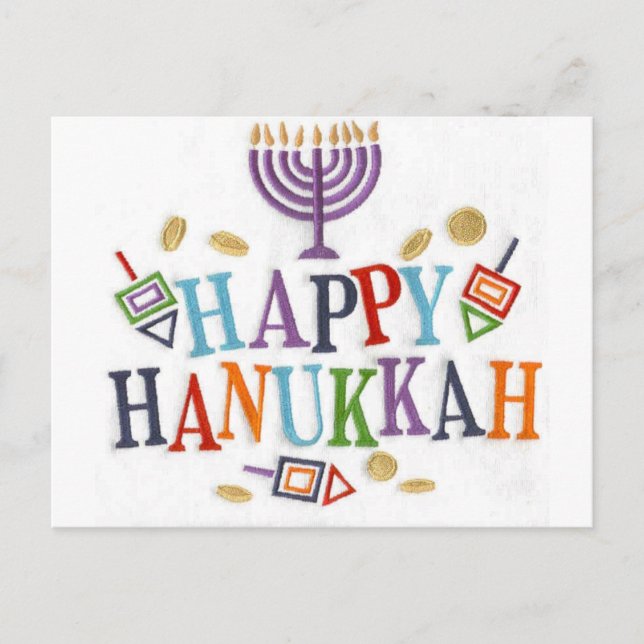 Cartão Postal De Festividades Feliz Hanukkah FESdesign (Frente)