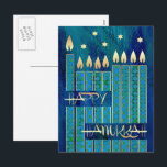 Cartão Postal De Festividades Feliz Hanukkah. Menorah Candles<br><div class="desc">Feliz Hanukkah. Elegante Festivo Menorah velas Design com papel de ouro embelezado cartões postais. Cartões e presentes disponíveis na Categoria Feriados Judeus / Hanukkah da nossa loja.</div>