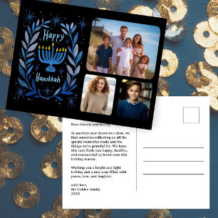 Cartão Postal De Festividades Feliz Hanukkah Menorah Watercolor Foto 3