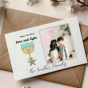 Cartão Postal De Festividades Feliz Hanukkah personalizado Iluminação Menorá