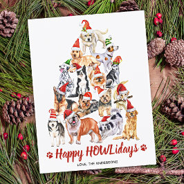 Cartão Postal De Festividades Feliz HOWLFriday Cachorro Ao Longo Da Árvore De Na