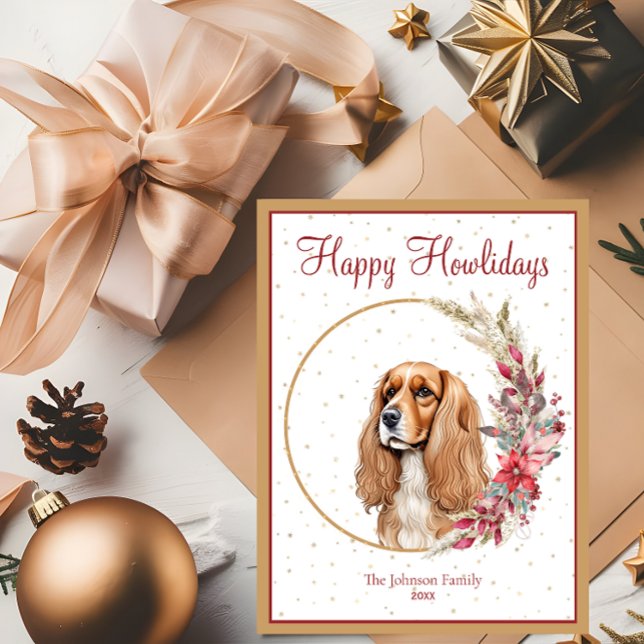 Cartão Postal De Festividades Feliz Howlidays Cachorro Bonito (Criador carregado)