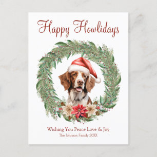 Cartão Postal De Festividades Feliz Howlidays Cachorro Bretany Spaniel