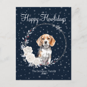 Cartão Postal De Festividades Feliz Howlidays Cachorro de Beagle