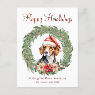 Cartão Postal De Festividades Feliz Howlidays Cachorro de Beagle