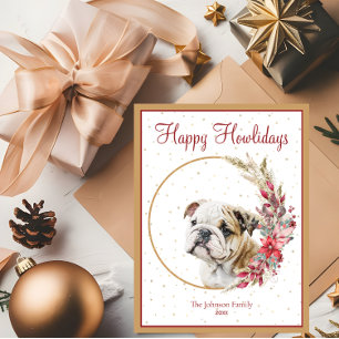 Cartão Postal De Festividades Feliz Howlidays Cachorro Inglês Fofo