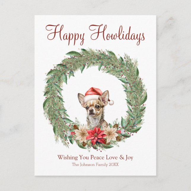 Cartão Postal De Festividades Feliz Howlidays Cão-de-Chihuahua (Frente)