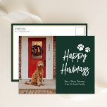 Cartão Postal De Festividades Feliz Howlidays Foto de Pet de Caligrafia Verde<br><div class="desc">Cartão-postal de Natal de Pet de Caligrafia Verde Feliz. Mande Cartões de natal para seus entes queridos com este Cartão Feriado Festivo e Moderno. Todos os textos estão pré-organizados para que você personalize fácil e rapidamente com seus próprios detalhes. Feliz Feriados!</div>