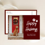 Cartão Postal De Festividades Feliz Howlidays Red Calliografia Foto Pet<br><div class="desc">Cartão-postal de Feriado de Pet de Foto da Caligrafia Vermelha Feliz. Mande Cartões de natal para seus entes queridos com este Cartão Feriado Festivo e Moderno. Todos os textos estão pré-organizados para que você personalize fácil e rapidamente com seus próprios detalhes. Feliz Feriados!</div>