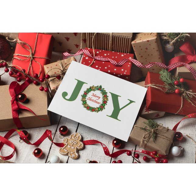 Cartão Postal De Festividades Feliz Joy Christmas Wreath (Criador carregado)
