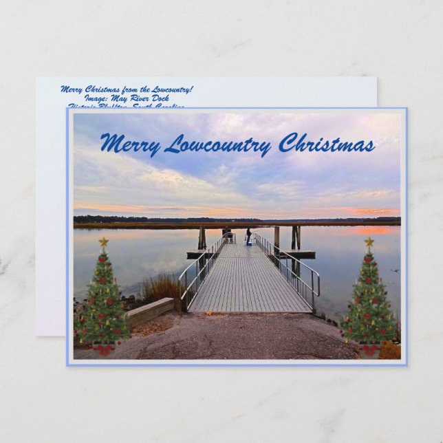 Cartão Postal De Festividades Feliz Lowcountry Christmas Bluffton Carolina do Su (Frente/Verso)