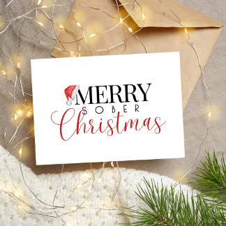 Cartão Postal De Festividades Feliz Mínima Sober Christmas, Sober Support Xmas