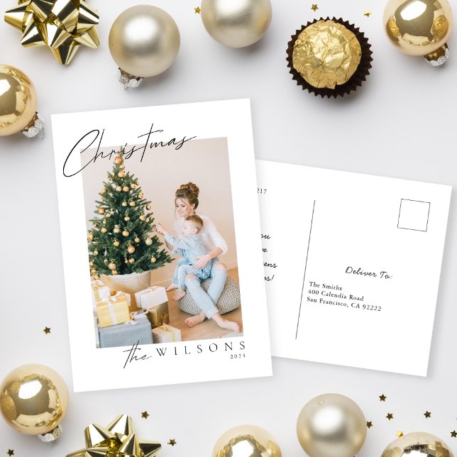 Cartão Postal De Festividades Feliz Modern Caligrafia manuscrita Foto (Criador carregado)