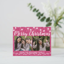 Feliz Natal 2 Foto Brilho Rosa
