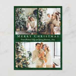 Cartão Postal De Festividades feliz natal 3 fotos xadrez verde de búfalo