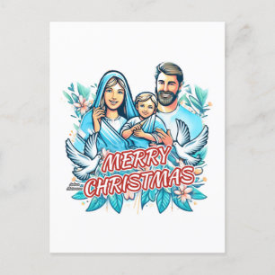 Cartão Postal De Festividades Feliz Natal - A Santa Família - Natividade