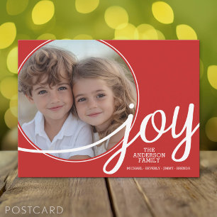Cartão Postal De Festividades Feliz Natal Alegria - 1 Foto e Saudação de Fim de