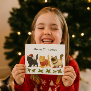 Cartão Postal De Festividades Feliz Natal Amante de Gatos / Gatos Fofos