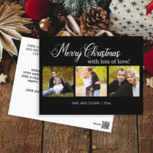 Cartão Postal De Festividades Feliz Natal Amor Moderno Preto Ano 3 Foto