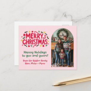 CARTÃO POSTAL DE FESTIVIDADES FELIZ NATAL ARCO DE FOTO PERSONALIZADO DE NATAL