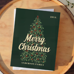 Cartão Postal De Festividades Feliz Natal Árvore de Natal Moderna e Elegante