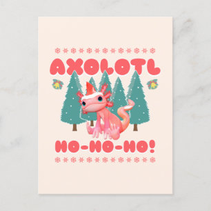 Cartão Postal De Festividades Feliz Natal Axolotl Ho-Ho-Ho!