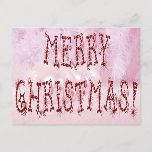 Cartão Postal De Festividades Feliz Natal Bauble e Stars Font