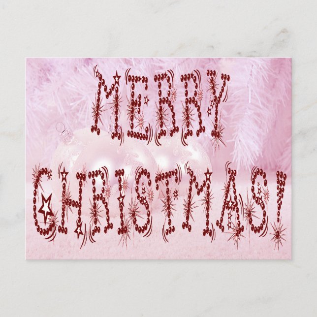 Cartão Postal De Festividades Feliz Natal Bauble e Stars Font (Frente)