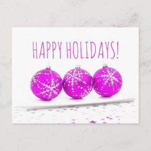 Cartão Postal De Festividades Feliz Natal Baubles Estrela Branca Rosa