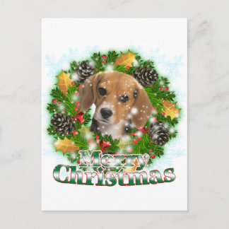 Cartão Postal De Festividades Feliz Natal Beagle