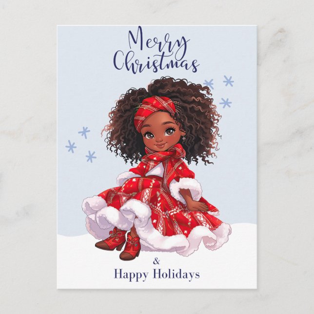 Cartão Postal De Festividades Feliz Natal Black Girl Magic Melanin Xmas Divertid (Frente)