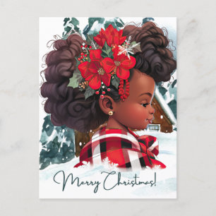 Cartão Postal De Festividades Feliz Natal Black Girl Melanin Girls Xmas Snow