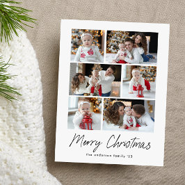 Cartão Postal De Festividades Feliz Natal Black Script 6 Colagem de Fotos