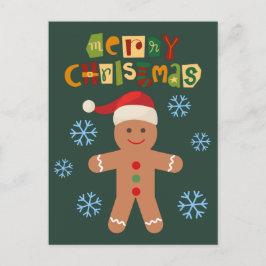 Cartão Postal De Festividades Feliz Natal Boneco de Biscoito de Gengibre Fofo