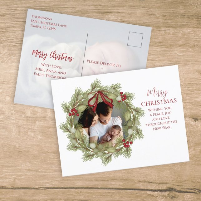 Cartão Postal De Festividades Feliz Natal Botânico Férias de inverno (Criador carregado)