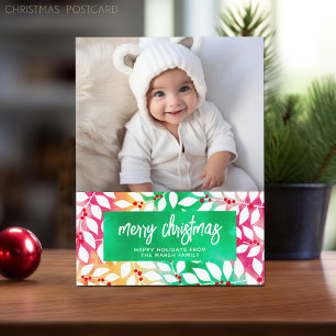 Cartão Postal De Festividades Feliz Natal Botânico Tie Dye - Foto