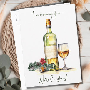 Cartão Postal De Festividades Feliz Natal Branco e Divertido