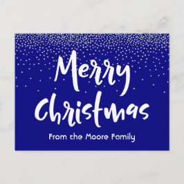 Cartão Postal De Festividades Feliz Natal Branco sobre Confetes Navais e Pratead